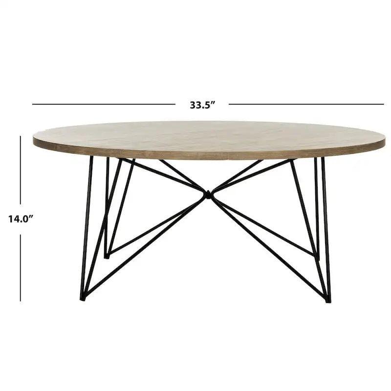 Konferenční stolek Mid-Century Modern světle šedý/černý – 34Š x 34H x 14V