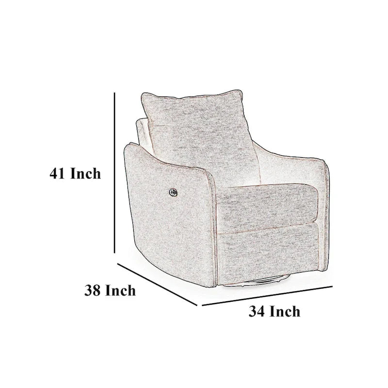 Otočné polohovací křeslo, šedý polyester, polštářové opěradlo