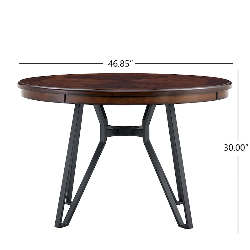 Kulatý jídelní stůl s kovovou podnoží – 119V x 119H x 76D