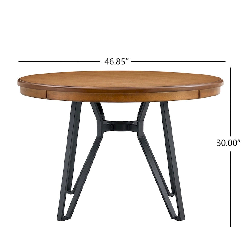 Kulatý jídelní stůl s kovovou podnoží – 119V x 119H x 76D