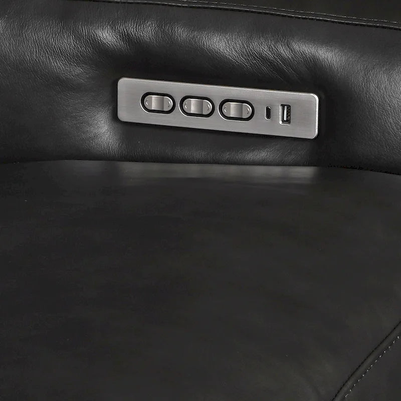 Pohovka s polohováním z pravé kůže 78 Třímotorová elektrická pohovka se třemi sedadly s nulovou stěnou a porty USB a USB-C