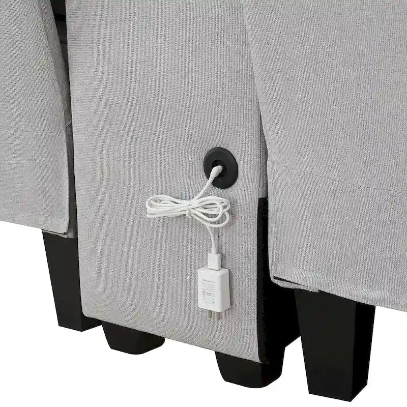 Čalouněná pohovka s konzolí, 2 držáky nápojů a 2 USB porty pro kabelové nebo bezdrátové nabíjení