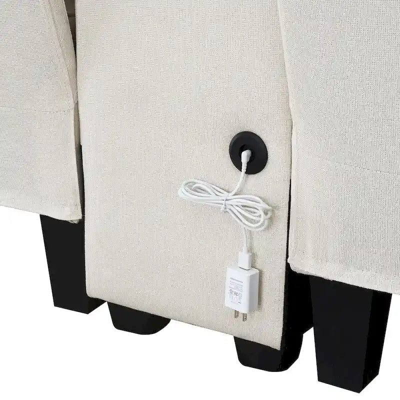 Čalouněná pohovka s konzolí, 2 držáky nápojů a 2 USB porty pro kabelové nebo bezdrátové nabíjení