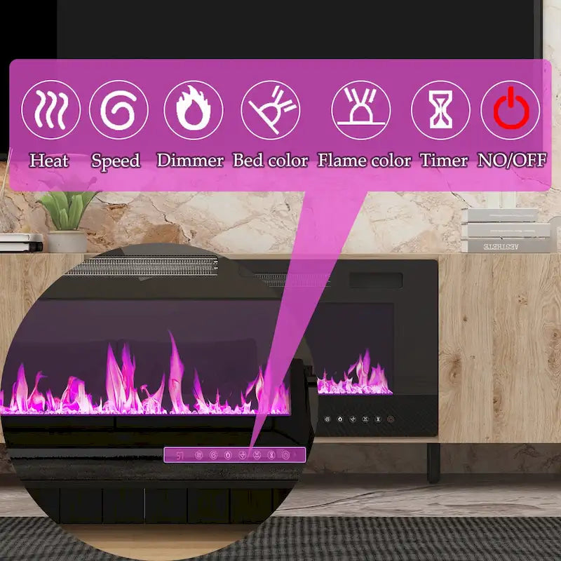 Televizní stolek se vzhledem dřeva s volitelným elektrickým krbem: Uspořádání kabelů