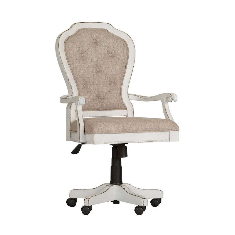 Křeslo do kanceláře Magnolia Manor Antique White Weathered Bark Executive Desk