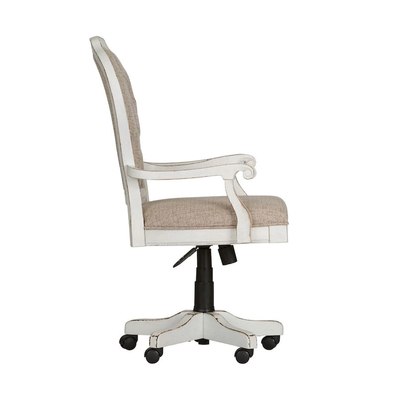 Křeslo do kanceláře Magnolia Manor Antique White Weathered Bark Executive Desk