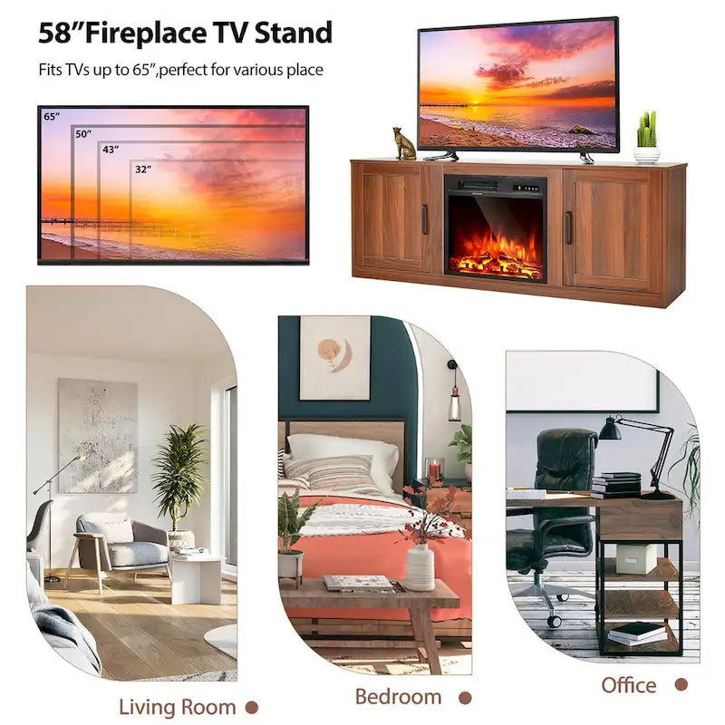 58" TV stolek s elektrickým krbem 18"