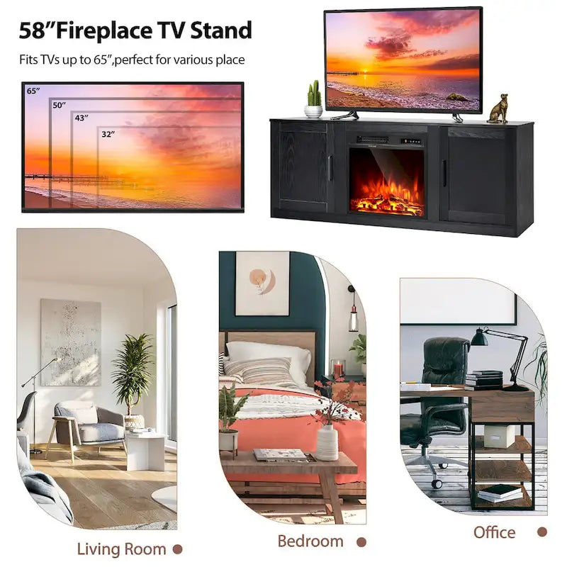 58" TV stolek s elektrickým krbem 18"