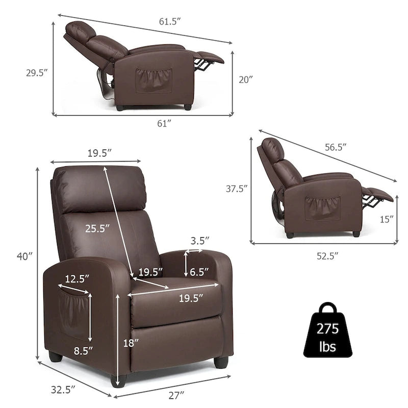Masážní křeslo, ergonomické nastavitelné samostatné křeslo s polstrováním