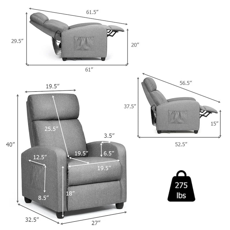 Masážní křeslo, ergonomické nastavitelné samostatné křeslo s polstrováním