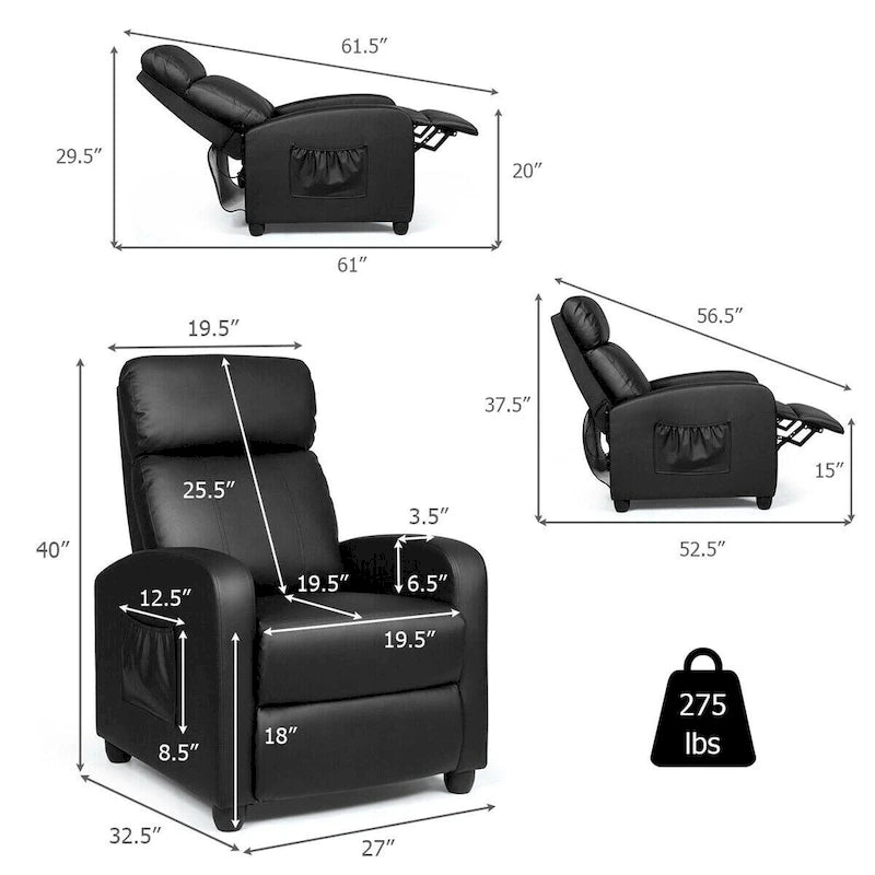 Masážní křeslo, ergonomické nastavitelné samostatné křeslo s polstrováním