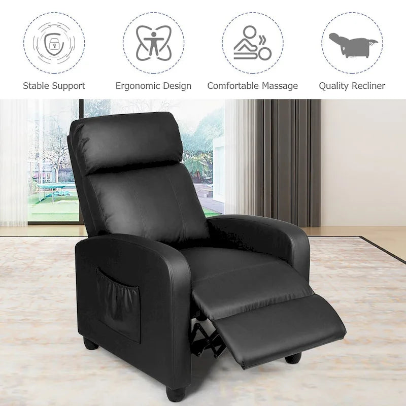 Masážní křeslo, ergonomické nastavitelné samostatné křeslo s polstrováním