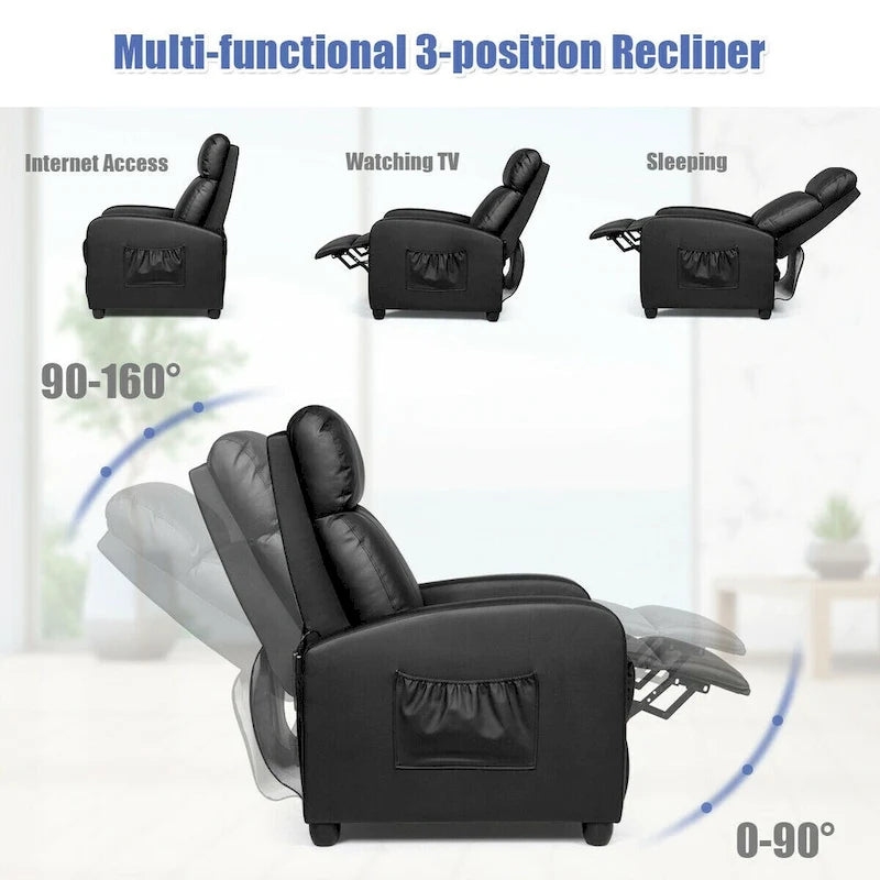 Masážní křeslo, ergonomické nastavitelné samostatné křeslo s polstrováním