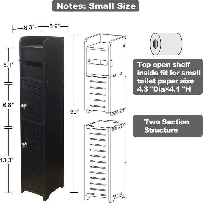 Úzká koupelnová skříňka do malých prostor – 16,3H x 15,2Š x 76,2V