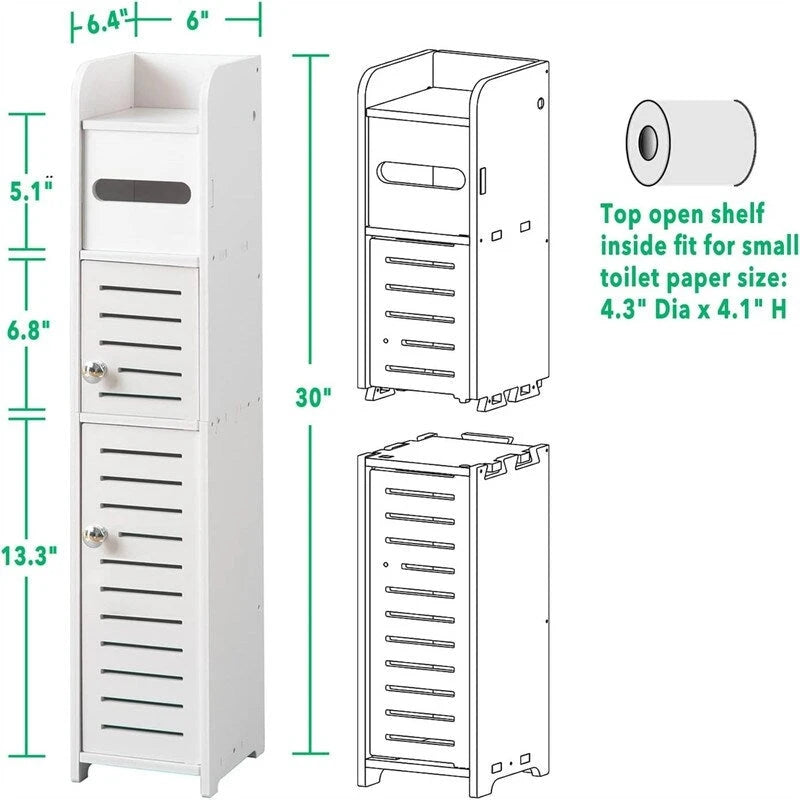 Úzká koupelnová skříňka do malých prostor – 16,3H x 15,2Š x 76,2V